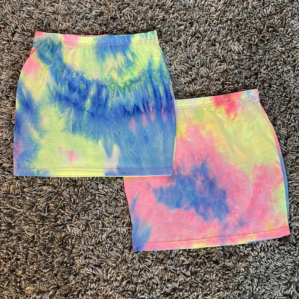 2 SHEIN tie dye mini skirts